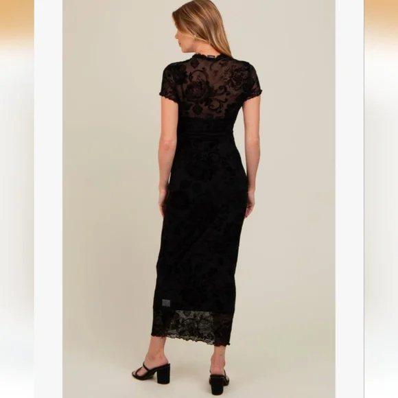 Flocked Lace Midi Dress - Picture 2 of 4